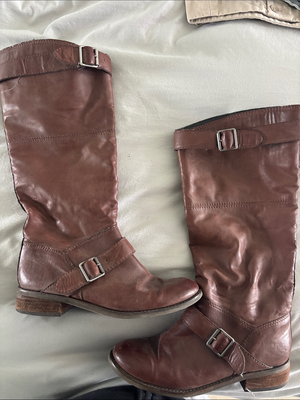 DV by Dolce Vita Brown Leather Knee-High Buckle Boots